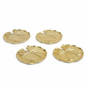 Leaf Shape Gold Finished Metal Coaster For Decorative Display <b>Stack</b> or Arrange Coasters As Part Of Everyday Home Decor - Product Image 1