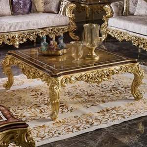 Muebles para el Hogar Kiky, Juego de Sofás Seccionales en Forma de L de Madera Maciza de Estilo Europeo, Acabado Dorado Antiguo Ecológico y Duradero para Sala de Estar - Product Image 6