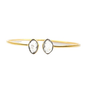 Brazalete hecho a mano con piedras preciosas en forma de marquesa con infusión de cobre – Brazalete chapado en oro de plata de ley 925 para mujer - Product Image 1