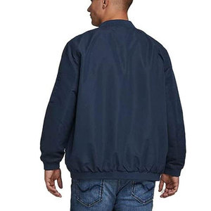 Blouson bomber bleu marine pour homme, coupe ajustée, fermeture éclair, couleur unie, style streetwear, matière polyester/nylon, séchage rapide, lumineux - Product Image 2
