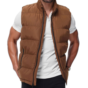 Chaleco Acolchado Vintage para Hombre, Sin Mangas, Color Marrón, Impermeable, Ecológico, Chaqueta de Invierno con Cierre Frontal, Ropa Casual para Exteriores, Cálida - Product Image 1