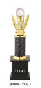Elegant Sports <b>Trophy</b> Model 714 Series With Crystal Ball And Gold Wheat Design For Winning Teams - Product Image 2