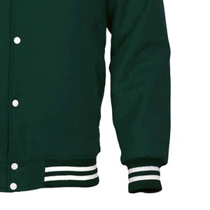 100% Wool Top Custom Hooded <b>Men</b> Varsity Bomber Jacket High Quality Green Stand Collar Patchwork Cartoon - Product Image 6