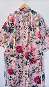 Bata Kimono de Manga Larga con Cuello en V 100% Algodón, Estampado Selva, Ropa de Dormir de Verano Suave, Talla Única - Product Image 3