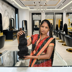 100% cutícula alineada paquete natural libre de químicos color negro virgen suelta onda profunda extensiones de cabello humano del sur de la India - Product Image 1