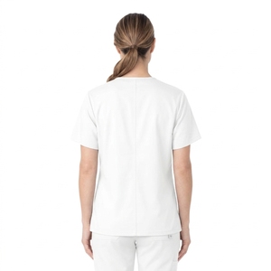 Blusa Médica Blanca con Cuello en V y Manga Corta para Mujer, con Bolsillos, Uniforme de Enfermería para Hospital - Product Image 2