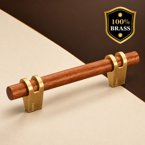 Poignée de meuble VOW avec finition bois antique, quincaillerie décorative pour portes de placards, tiroirs, armoires et rangements - Product Image 1