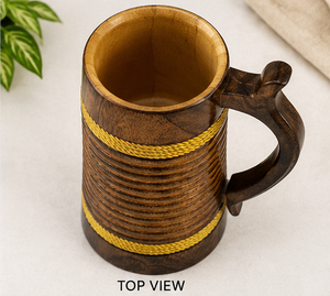 Jarra Vikinga de Madera Desechable Hecha a Mano Pulida con Asa para Hogar, Hotel, Restaurante, Regalo, Fiesta Estilo Americano - Product Image 4