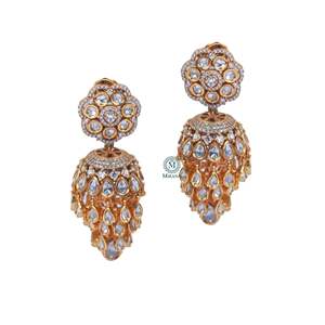 Barkha Moissanite Designer Jhumkas-Fine Dangle Earrings - Product Image 4