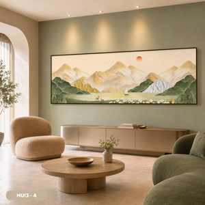 Peinture murale de paysage en soie de haute qualité, artisanat artistique fait main, décoration intérieure, impression personnalisée, usine du Vietnam - Product Image 2