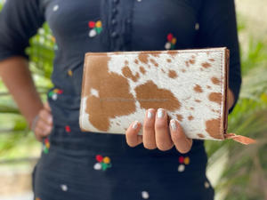 Bolso de mano de piel de vaca auténtica para mujer, billetera de piel sintética, multiusos - Product Image 2