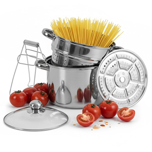 Casserole vapeur professionnelle avec une construction durable en acier inoxydable, couvercle en verre trempé, cuisson multi-usages - Product Image 1