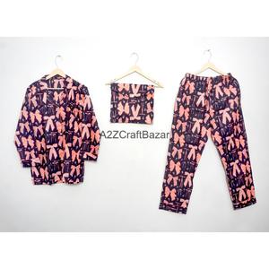 Ensemble de pyjama pour demoiselles d'honneur en coton 100% doux, respirant, à séchage rapide, imprimé floral, manches longues, taille élastique, longueur intégrale, style indien - Product Image 3