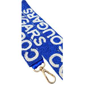 Sangle de sac perlée COUGARS |   Sangle de sac à main artisanale pour le jour du match - Product Image 2