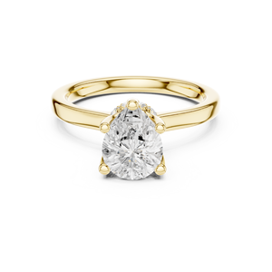 Anillo de Compromiso Art Deco con Moissanita Corte Pera y Halo Oculto, Bañado en Oro de 18K sobre Acero Inoxidable - Anillo Nupcial Brillante - Product Image 1