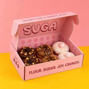 Boîte cadeau en carton ondulé rose personnalisée, boîte à donuts pliable, emballage alimentaire en papier, emballage à emporter pour boulangerie - Product Image 5