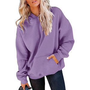 Sweat à capuche épais surdimensionné de haute qualité pour femmes, en coton molletonné uni, style décontracté pour la gym et le sport - Product Image 3