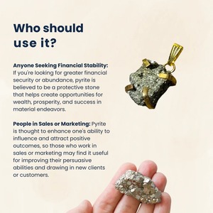 Pendentif en cristal de pyrite brute – Pierre naturelle certifiée pour la prospérité, la protection, l'abondance, la confiance et l'énergie positive - Product Image 3
