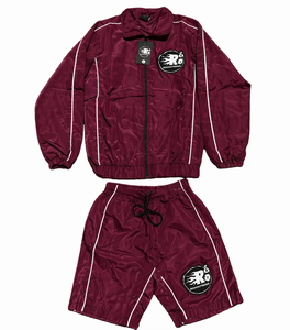 Custom Winter Hooded Nylon Windbreaker <b>Jacket</b> and Shorts Set Plus Size Water Resistant Two Piece Tracksuit - Product Image 5