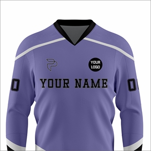 Camiseta de Hockey sobre Hielo Personalizada para Hombre, Cuello en V, Manga Larga, Absorbe la Humedad, 100% Poliéster, Impresión Sublimada, Nombre y Número del Equipo, Venta al Por Mayor - Product Image 4