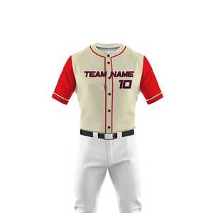 Conjunto de Uniforme de Béisbol para Hombre, 100% Poliéster, Manga Corta, Transpirable, Jersey con Nombre del Equipo Impreso, Pantalones Blancos con Detalles Rojos - Product Image 4