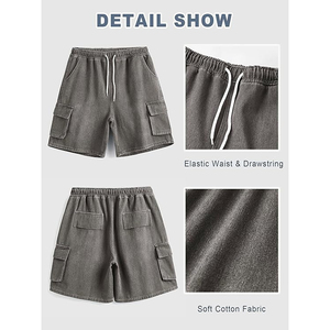 Shorts en jean délavé pour hommes et femmes, style vintage streetwear, coupe ample, 100 % coton, personnalisable avec logo OEM, vente en gros - Product Image 6