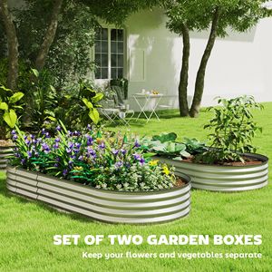 2 Pezzi Letti di Coltivazione Rialzati 2,13m x 0,91m x 0,30m con Pali Metallici Finitura Argento per Giardinaggio - Product Image 4