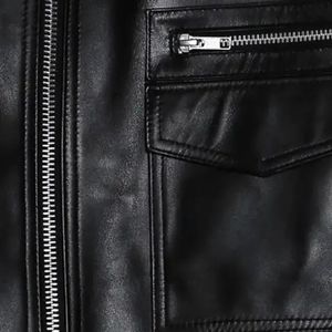 Custom Men's <b>Retro</b> Winter Biker <b>Jacket</b> Vintage Wash Genuine Calf Skin <b>Leather</b> Oversized Slim Fit Lapel Collar Autumn Season - Product Image 4