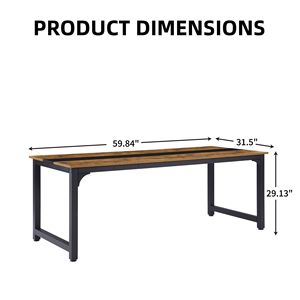 Moderno semplice 59.8 pollici grande ufficio Computer scrivania rustico/nero in legno lavoro & tavolo da gioco con struttura in metallo per studio a casa - Product Image 4