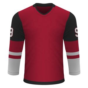 Jersey de hockey sobre hielo de sarga de aparejos deportivos para hombre hecho a medida con logotipo bordado - Product Image 1