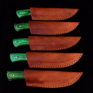 Damascus Steel Hunting Skinner Knife Tactical Survival Knife Pakka Wood Handle Camping Skinner Knife with <b>Leather</b> Sheath - Product Image 3
