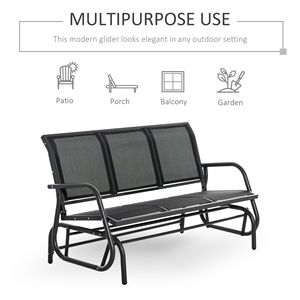 Panca a dondolo da esterno per 3 persone con tessuto in rete traspirante e struttura in metallo nero, con 3 posti - Categoria prodotto: Cappotti da donna - Product Image 5