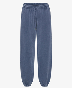 Joggers décontractés pour femmes en molleton de coton bleu, coupe droite, taille mi-haute, avec cordon de serrage et poches, à revers, prix abordable, faible MOQ - Product Image 5