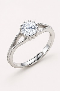 Anillo de compromiso de plata 925 de calidad única y lujosa con diamantes redondos, engaste de púas, joyería fina clásica para mujer - Product Image 5