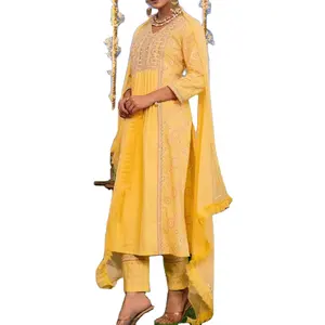 Cotton Chic Dresses cho phụ nữ mặc phong cách mùa hè kurti pent với dupatta | chức năng mặc kurti Bộ Mua trực tuyến toàn bộ giá