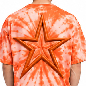 Mens Oversized <b>Tie</b> Dye <b>T</b> <b>Shirt</b> 100% Cotton Crew Neck Short Sleeve Raised Back Applique Casual Streetwear Custom Wholesale Supply - Product Image 5