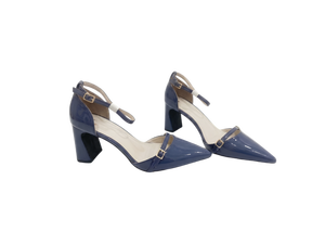 Escarpins slingback en cuir verni à bout carré, talon bloc, bride à boucle, rouges, talons hauts, tendance mode toutes saisons - Product Image 2