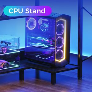 L Shaped Computer <b>Desk</b> 40 Inch with <b>Storage</b> Shelves CPU Stand Headphone Hook Small Corner Gaming <b>Desk</b> for PC Black - Product Image 4