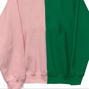 Sweat-shirt blanc à col rond pour femme avec rayures vertes et roses, manches longues, décontracté, tissé, 100% coton, en molleton - Product Image 3