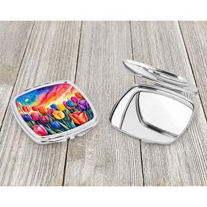 Tulipes colorées miroir de maquillage de voyage Compact pliant miroir décoratif de poche pour femmes et filles cadeau - Product Image 3