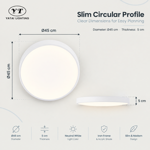 <b>Modern</b> Round Flush Mount <b>Ceiling</b> <b>Light</b> 100W 4500K Neutral White Iron And Acrylic <b>For</b> Bedroom <b>Living</b> <b>Room</b> Kitchen Hallway - Product Image 3