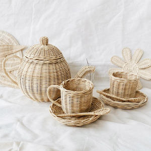 Juguetes de ratán para niños, los más vendidos, juego de té de madera ecológico, taza y platillo de juguete en miniatura - Product Image 4