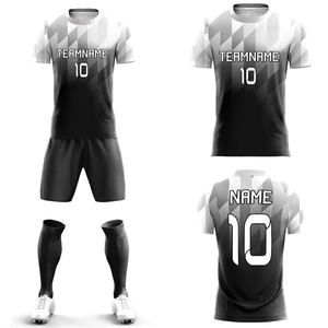 Conjunto de Camiseta de Fútbol Personalizada para Hombre, Manga Corta, Negra y Blanca, Sublimada, con Nombre del Equipo, Número 10, Absorbe la Humedad, para Todas las Temporadas, Corte Regular para Adultos - Product Image 5