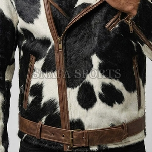 Winter Warm Trendy Turn <b>Down</b> Collar Design Men Hair on Leather Jackets Fashionable Casual Winter Wear Cowhide Leather Jackets - Product Image 6