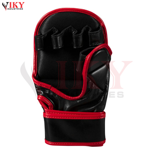 Bon Fournisseur, Gants de Grappling et de Sparring MMA en Cuir Synthétique Robuste, Service OEM ODM, Haute Performance, Bordure Noire et Rouge - Product Image 4