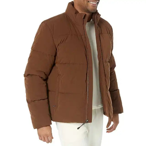 Chaqueta con Capucha y Cuello Alto para Hombre, Color Marrón, Estilo Casual Otoñal, Transpirable, Resistente al Viento, Acolchado Grueso de Poliéster, Cierre de Cremallera Frontal - Product Image 4