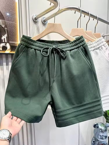 Shorts de sport décontractés haut de gamme pour hommes, tricotés à la main en toile, taille mi-haute élastique, couleur unie, 100 % polyester, séchage rapide - Product Image 4