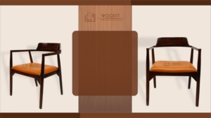 Fauteuil nordique moderne du milieu du siècle, 100% bois massif, avec assise et dossier en cuir véritable souple, pour salle à manger - Product Image 2