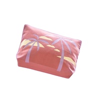 Pochette à cosmétiques de voyage écologique unisexe en toile de coton jute personnalisée style ethnique fermeture à glissière à motif de lettres prix de gros