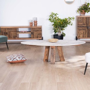 Meuble TV style Vandana Silver Detail en bois d'acacia massif avec pieds en métal Geonidum 160cm, 3 portes et 2 niches - Product Image 6